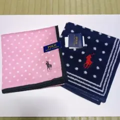 ラルフローレンPolo ピンクドットハンカチ紺タオルハンカチ2枚せっとのサムネイル