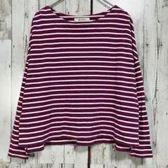 ナノユニバース☆カットソー ロンT ワイド F ボーダー ボートネック パープル