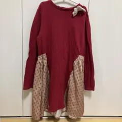 アプレクルール⭐︎赤とベージュのリボン付きワンピース