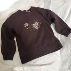 JAMIE KAY ダークパープル　花刺繍トレーナー　4yr 110くらい