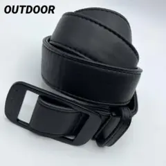 OUTDOOR アウトドア　レザーベルト　黒　ブラック　シンプル　無地