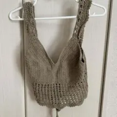 鍵編み　ニット　ベスト　ビスチェ　春