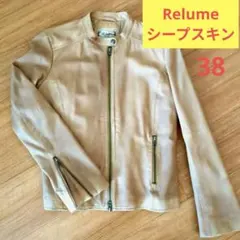 Relume ベージュレザーライダージャケット