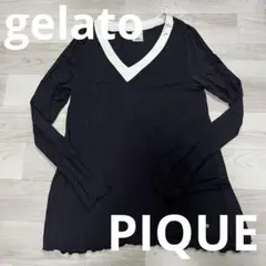 ⚠️早い者勝ち　gelato pique 黒 Vネック 長袖ルームウェア