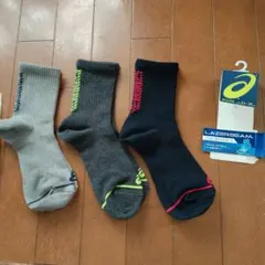 アシックスLazerbeam キッズ靴下 23~25cm 3足セット