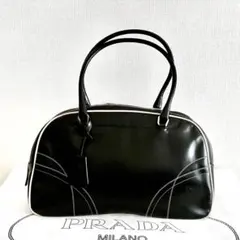 PRADA プラダ ボーリングバック ミニボストン レザー ロゴ刻印 黒 Y2K