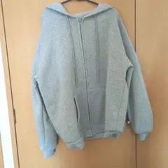 グレー フルジップ フード付きパーカー