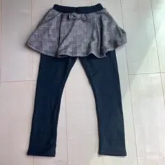 【新品未使用、タグ無し】　130cm 裏起毛チェック柄スカート付きレギンス