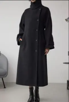 AZUL ダブルブレスト ロングコート ブラック