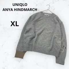 ＊アニヤハインドマーチ＊ユニクロ プレミアムラムクルーネックセーター グレー