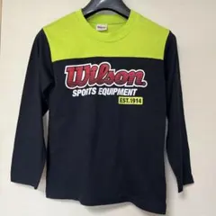 Wilson 長袖Tシャツ ロンT ブラック×ライムグリーン 140cm