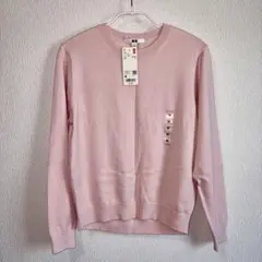 UNIQLO ウォッシャブルコットンクルーネックセーター M ピンク