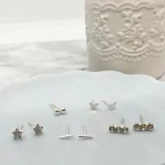 小ぶりピアス　シルバー　シンプル　5組セット【1-242】
