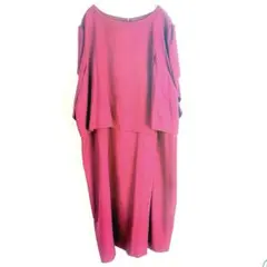 【SANS FIN】 ロングワンピース 5L フレア袖 バーガンディ