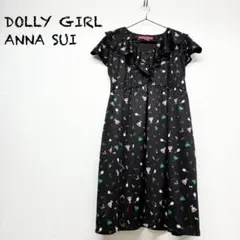 ANNA SUI アナスイ ワンピース フレンチスリーブ 光沢感 総柄