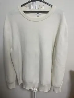 UNIQLO ユニクロ ウォッシャブルミラノリブクルーネックセーター 白