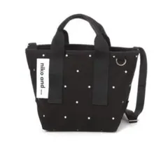 ニコアンド ニコロゴキャンバスショルダーバッグ トートバッグBLACKドット