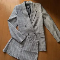 ZARA チェック柄 ダブルブレストセットアップ