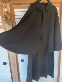 ウール インバネスコート 黒