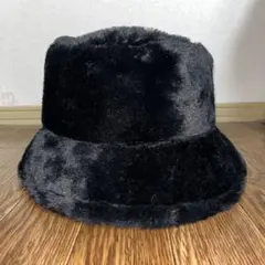 SHEINファー素材 黒 バケットハット