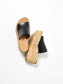 美品 クロエ サンダル カミーユ ブラック ウェッジソール 厚底 コルク