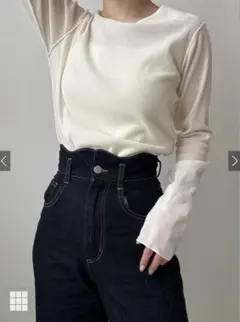 GRL グレイル ウエストウェーブデザインデニムパンツ gn290 Sサイズ