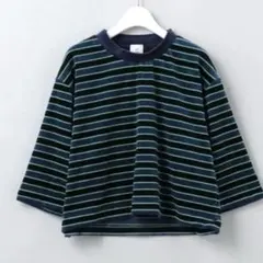 美品　6(ROKU) VELOUR BORDER CROPPED T-SHIRT