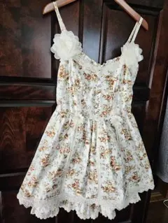 00s LIZ LISAフラワープリント キャミワンピース　インパン付け オフ白