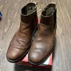 ブラウンレザー サイドゴアブーツ ジッパー付き
