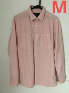 メンズ シャツ 長袖 M ピンク コットンスラブシャンブレーシャツ ワークマン