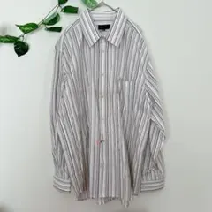ストライプ 長袖シャツ ワイシャツ ボタンダウン ビジネス4L