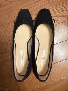 スローブ イエナ SLOBE IENA スクエアバレエシューズ　ブラック　24