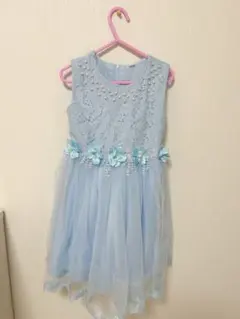 水色レースドレス　120cm キッズドレス