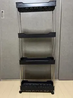 4段 ブラック スキマワゴン　13cm 黒キッチンワゴン キャスター付き