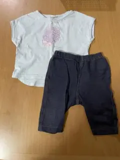 プティマイン半袖Tシャツ　ユニクロボトム　セット　保育園着