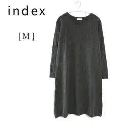 【インデックス】リブニットワンピース M チャコールグレー ウール混 2515