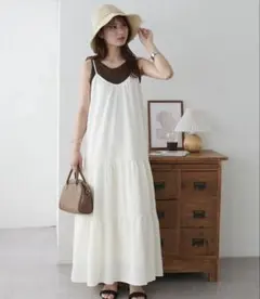 DISCOAT 【WEB限定】 ティアードキャミワンピース アイボリー