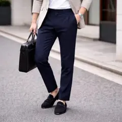 グリーンレーベルリラクジング　 テーパードパンツ M ネイビー 美品