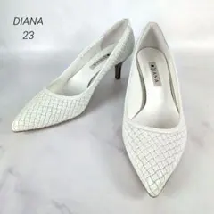 【未使用品！】DIANA ダイアナ ポインテッドトゥ レザー パンプス 白 23