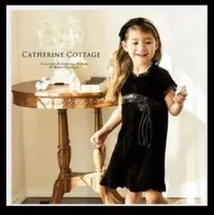 女の子ワンピース　キャサリンコテージ♪黒ベロアワンピース♪95-100【値下げ】