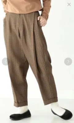 BEAMS BOY ワイドパンツ ブラウン チェック