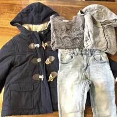 ダッフルコート　デニムパンツ　L パーカー　スヌーピー　チャンピオン　H&M