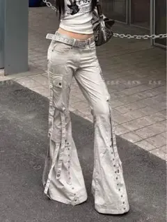 goa似white flare cargo denim y2k グランジ　亜熱帯