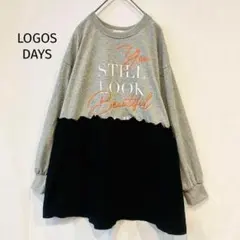 【ロゴスデイズ】　ドッキング　チュニック　プルオーバー　ゆったり　グレー　M