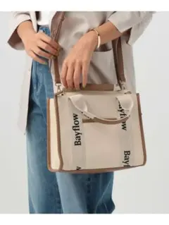 BAYFLOW ロゴテープ キャンバス 2WAY トートバッグ ベージュのサムネイル