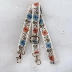 201花柄インド刺繍リボン　ショルダー紐　スマホショルダー