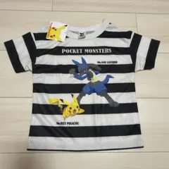新品】ポケモン Tシャツ ボーダー ピカチュウ ルカリオ Tシャツ 110