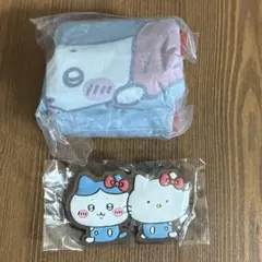 ハチワレ　ハローキティ　ラバーマスコット　エコバッグ　2点セット