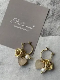 淡水パールとドゥルージーハートピアス