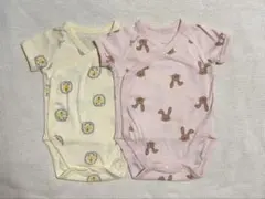 ベビー肌着 60cm ライオン・ウサギ柄 2枚セット